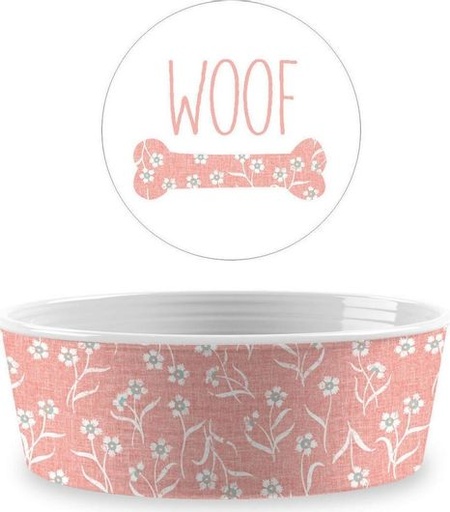 [Tarhong] Tarhong Flower Fields Single Wall Pet Bowl Medium Blush 6.7" x 2.3"/4 Cups 789313595570