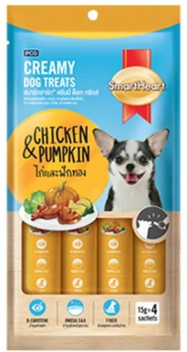 [Smartheart] SmartHeart Creamy Dog Treats Chicken & Pumpkin 15g x 4 sachets 8850477016910