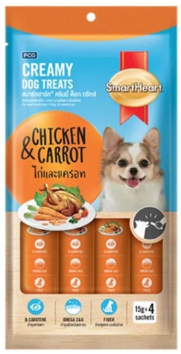 [Smartheart] SmartHeart Creamy Dog Treats Chicken & Carrot 15g x 4 sachets 8850477016927